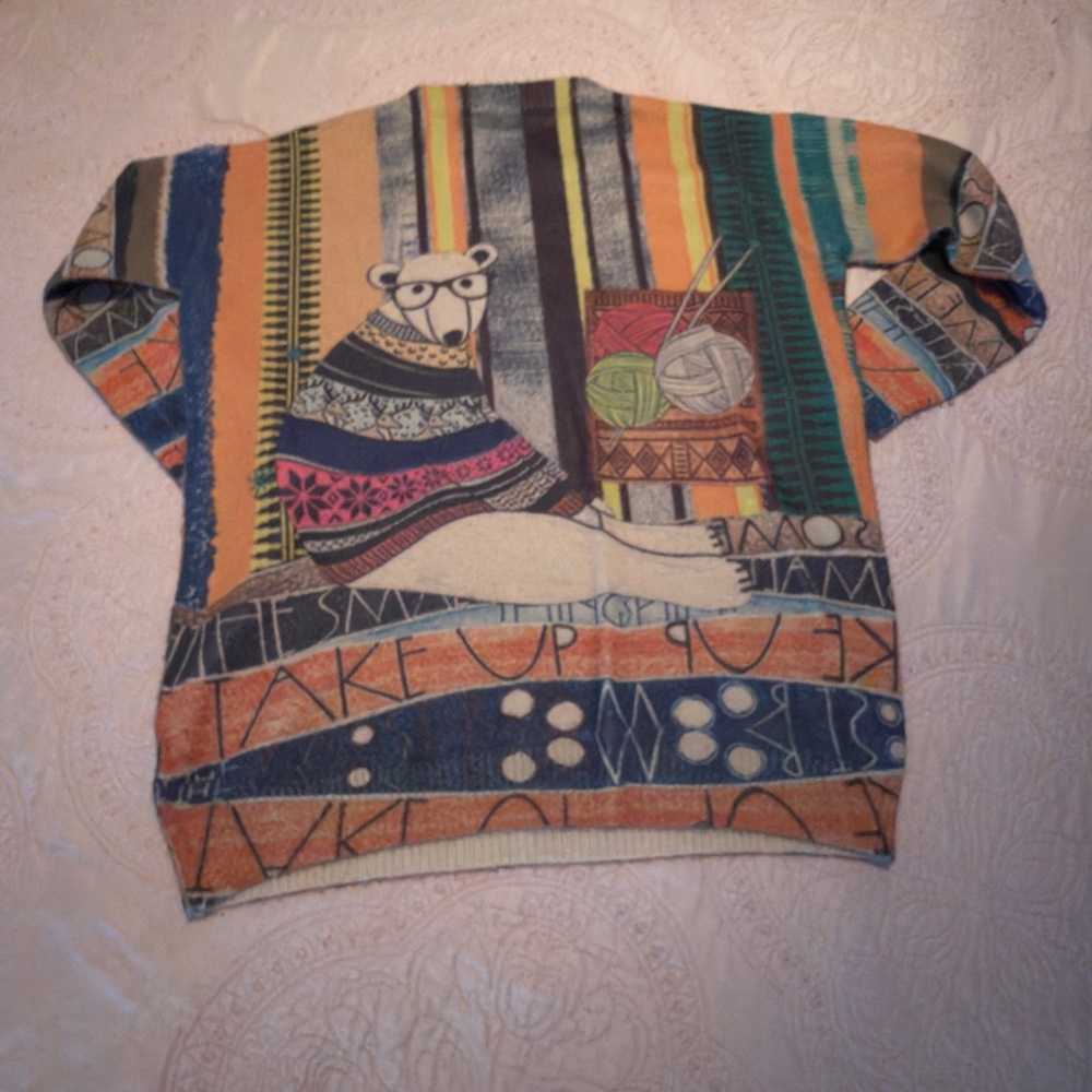 Colorful Bear Pattern Sweater - image 3